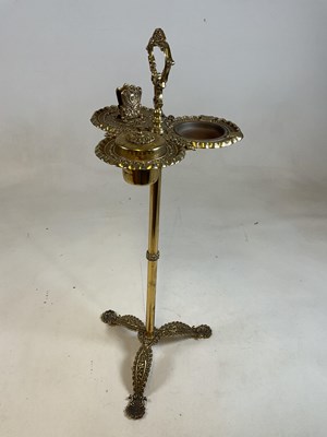 Lot 202 - A brass smoker's companion stand with ashtray,...