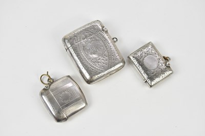 Lot 2279 - Three hallmarked silver vesta cases including...