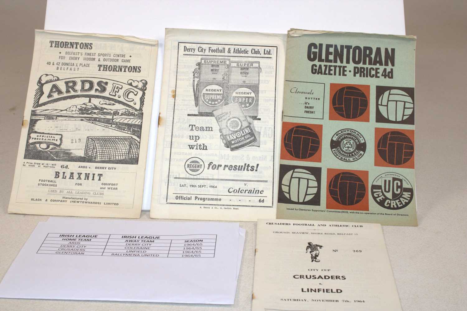 Lot 66 - IRISH FOOTBALL; four programmes from the...