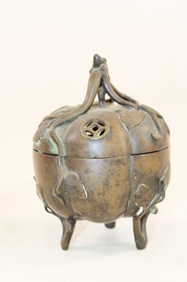 Lot 1174 - A Chinese bronzed incense burner and cover of...
