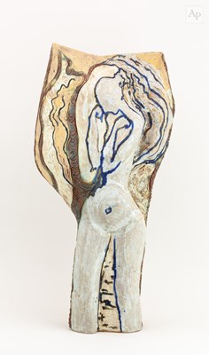 Lot 738 - A tall stoneware sculpture of a female nude...