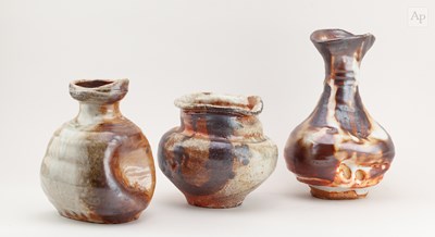 Lot 741 - A wood fired stoneware bottle covered in shino...