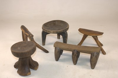 Lot 1137 - A group of five African tribal stools/pillows,...