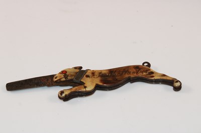 Lot 1055 - A rare 18th century carved horn pocket knife...