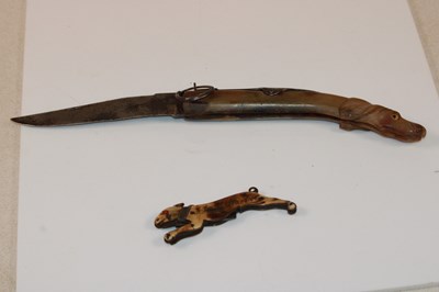Lot 1055 - A rare 18th century carved horn pocket knife...
