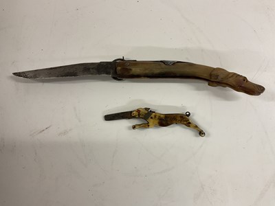 Lot 1055 - A rare 18th century carved horn pocket knife...