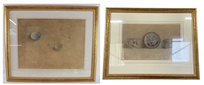 Lot 210 - SUE READ; watercolour, 'Two Bowls and Two...
