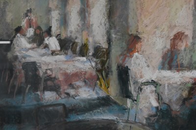 Lot 218 - DEBRA MANIFOLD (1961-2002); pastel, 'Teatime,...