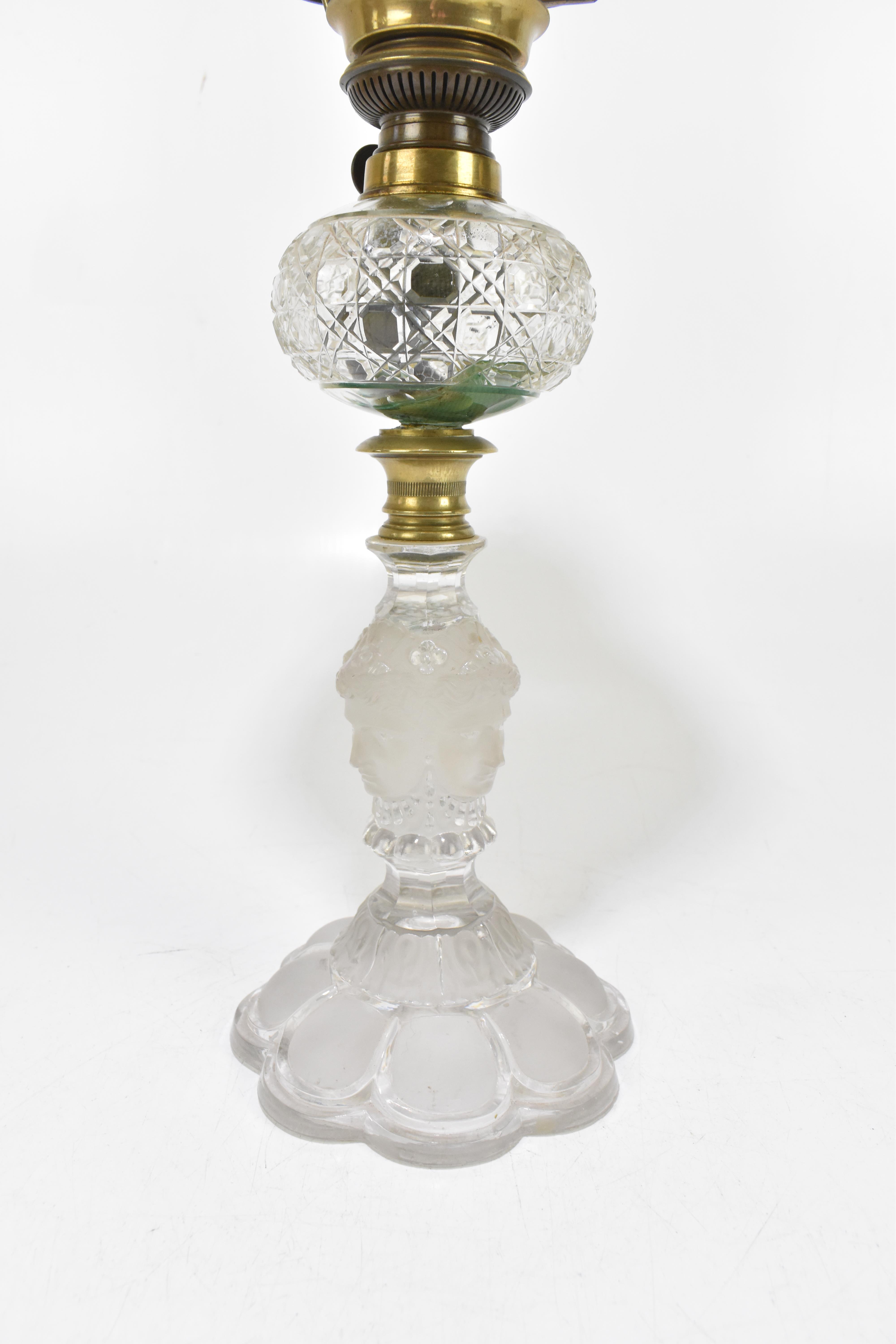 Lot 1532 - ST LOUIS; a frosted and cut glass oil lamp
