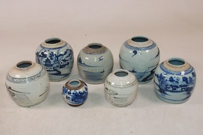 Lot 1171 - Six 19th century Chinese blue and white ginger...