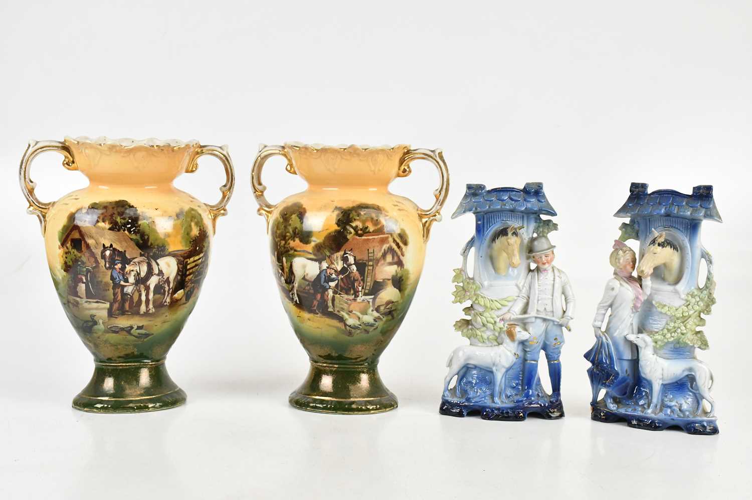 Lot 241 - Two Crown Pottery twin handled twin transfer...