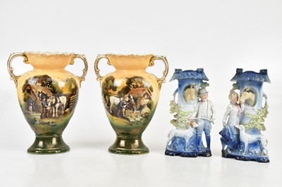 Lot 241 - Two Crown Pottery twin handled twin transfer...