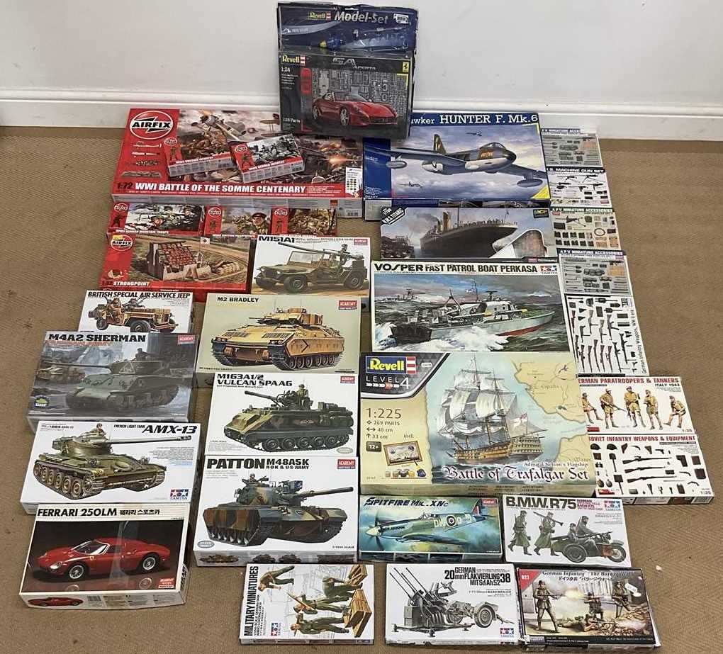 Lot 69 - AIRFIX, REVELL AND TAMIYA; a quantity of kits,...
