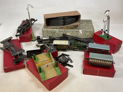 Lot 144 - HORNBY; a boxed no.1 Goods Set and various...