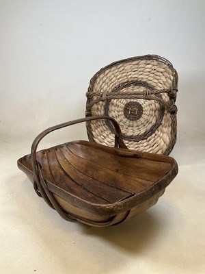 Lot 71 - A vintage trug and a woven flower basket (2).