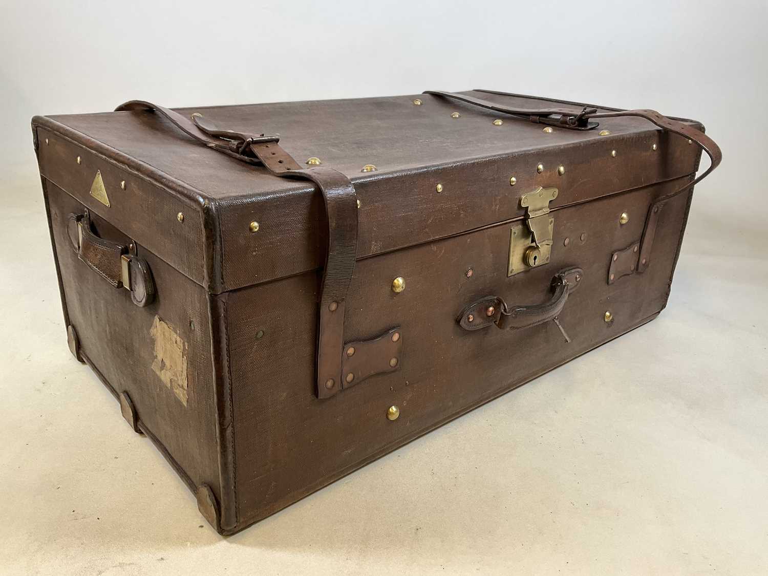 Lot 178 A large rectangular canvas covered trunk