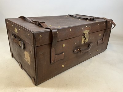 Lot 178 - A large rectangular canvas covered trunk with...