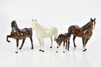 Lot 2531 - BESWICK; three models of horses and one foal,...