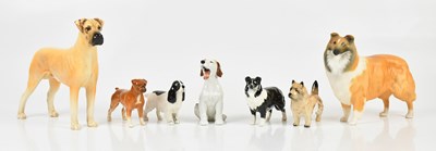 Lot 2491 - BESWICK; six models of dogs and a Royal...