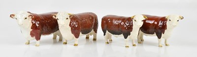 Lot 2494 - BESWICK; two Hereford bulls and two Hereford...