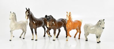 Lot 2496 - BESWICK; five models of horses including...