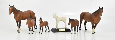 Lot 2497 - BESWICK; five models of horses and foals,...