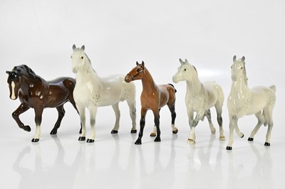 Lot 2498 - BESWICK; five models of horses and ponies,...