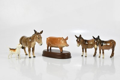 Lot 2528 - BESWICK; five models comprising Tamworth pig,...