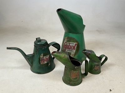 Lot 85 - Four green painted oil cans, the largest...