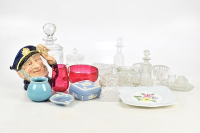 Lot 332 - A collection of cut glass including decanters,...