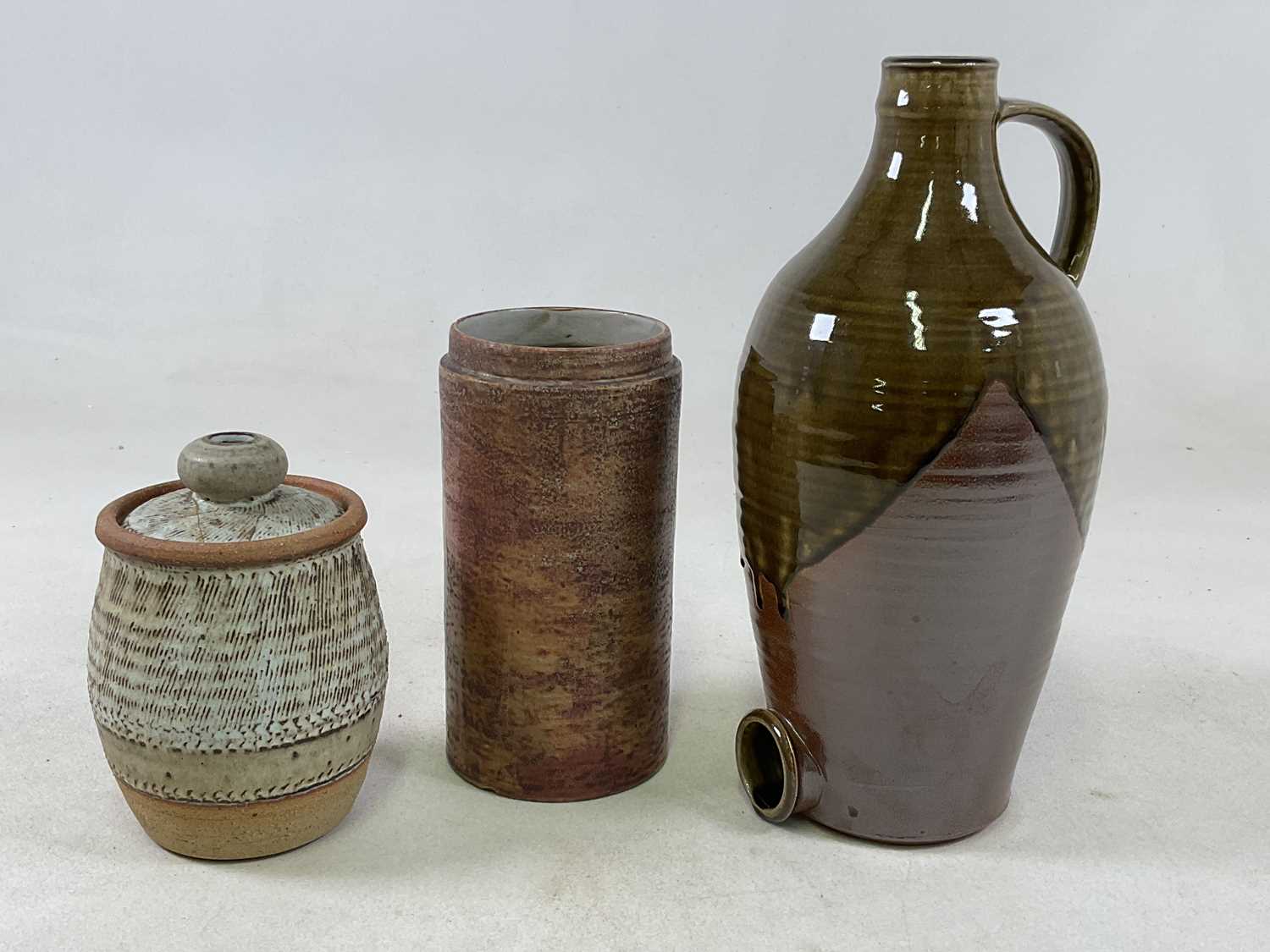 Lot 189 - A studio pottery salt glazed flagon, height...