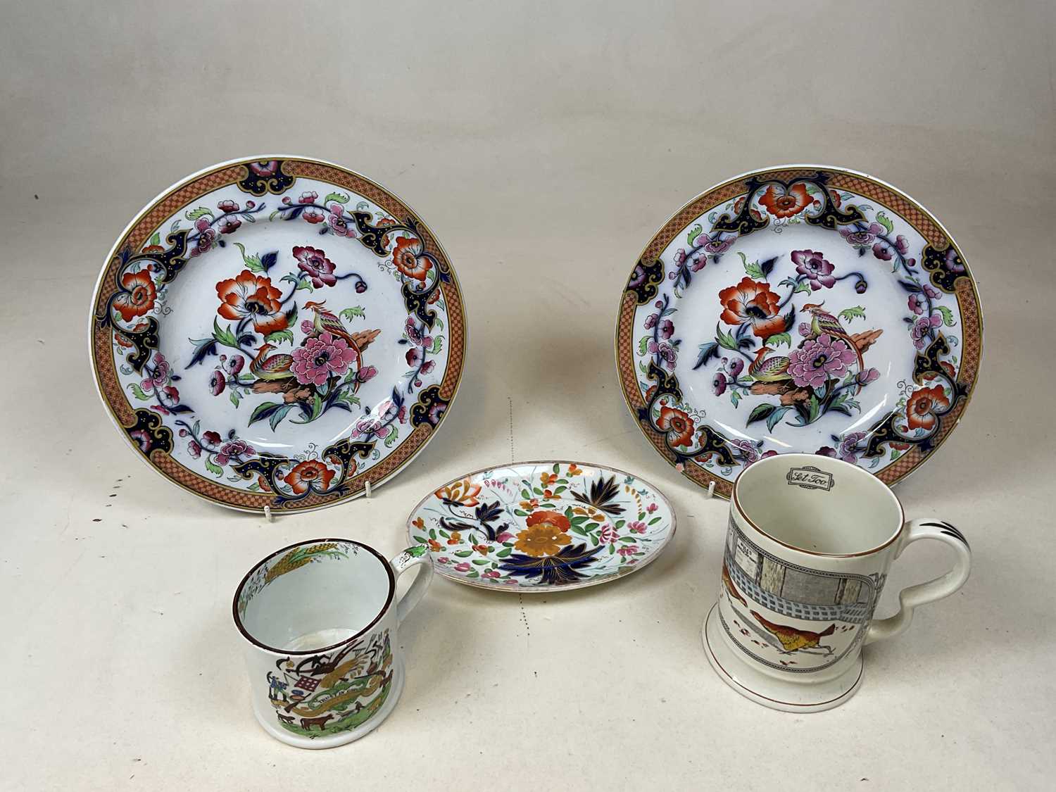 Lot 281 - A pair of Victorian 'Ellesmere' plates, an...