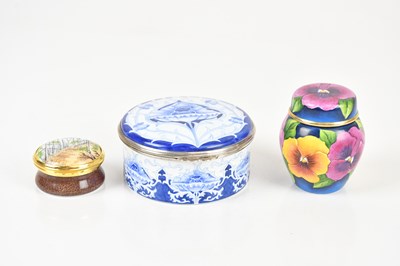 Lot 286 - MOORCROFT; three pieces of modern enamelware...