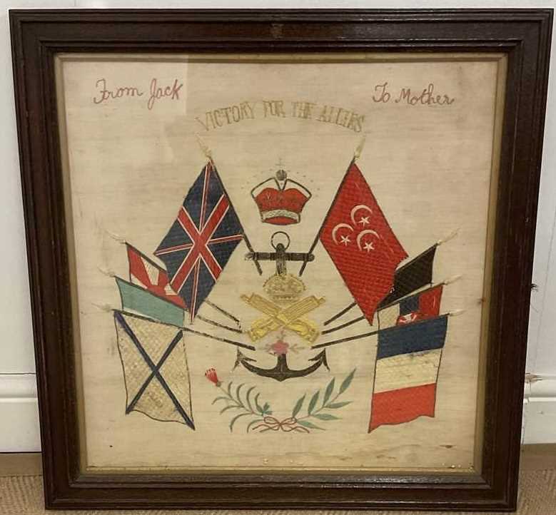 Lot 56 - A WWI Naval sampler, titled Victory for the...