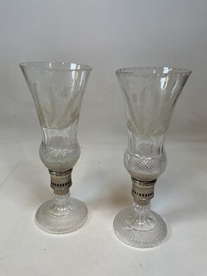 Lot 323 - A pair of good quality hobnail cut and etched...