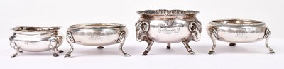 Lot 1108 - Four hallmarked silver salts, comprising a...
