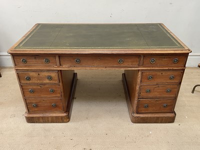 Lot 2099 - A Victorian mahogany pedestal desk, with...