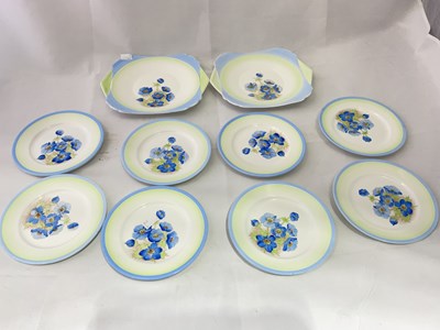 Lot 224 - SHELLEY; a pair of blue floral decorated...