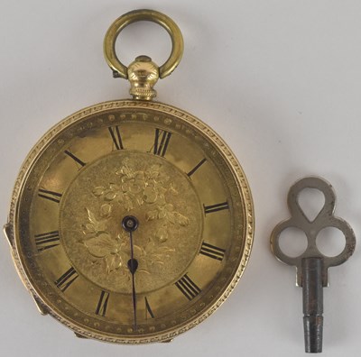 Lot 1479 - An open face gold coloured metal pocket watch,...