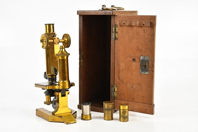 Lot 2453 - R & J BECK LTD, LONDON; a brass microscope,...