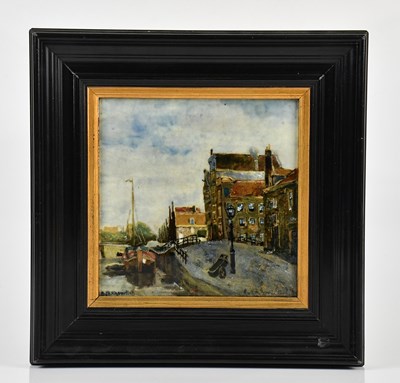 Lot 522 - ROZENBURG; an art pottery tile, 'Amsterdam',...