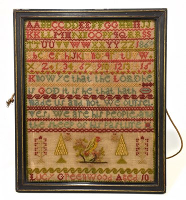 Lot 243 - A late 19th century needlework alphabet sampler