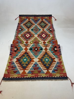 Lot 464 - A Chobi Kilim runner, 158 x 65cm.