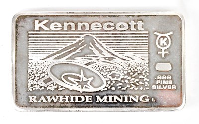 Lot 1147 - A Kennecot Rawhide Mining .999 fine silver...