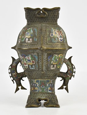 Lot 101 - A Chinese cloisonné and bronzed twin handled...
