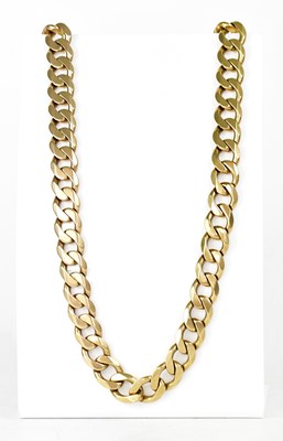 Lot 1449 - A substantial yellow metal flat link chain...
