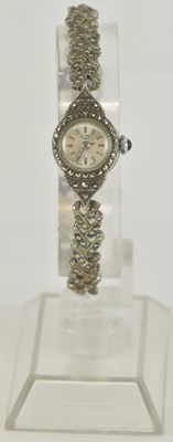 Lot 1497 - ROTARY; a 925 silver and marcasite lady's...