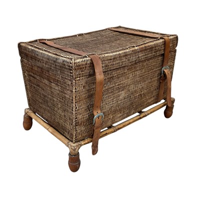 Lot 2227 - A modern wicker basket on bamboo stand, with...