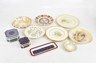 Lot 202 - MINTON; a collection of hand painted plates,...