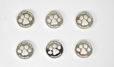 Lot 1200 - Six 1/2 troy ounce .999 fine silver...